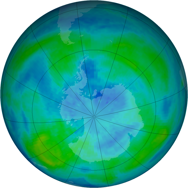 Antarctic ozone map for 24 March 2004